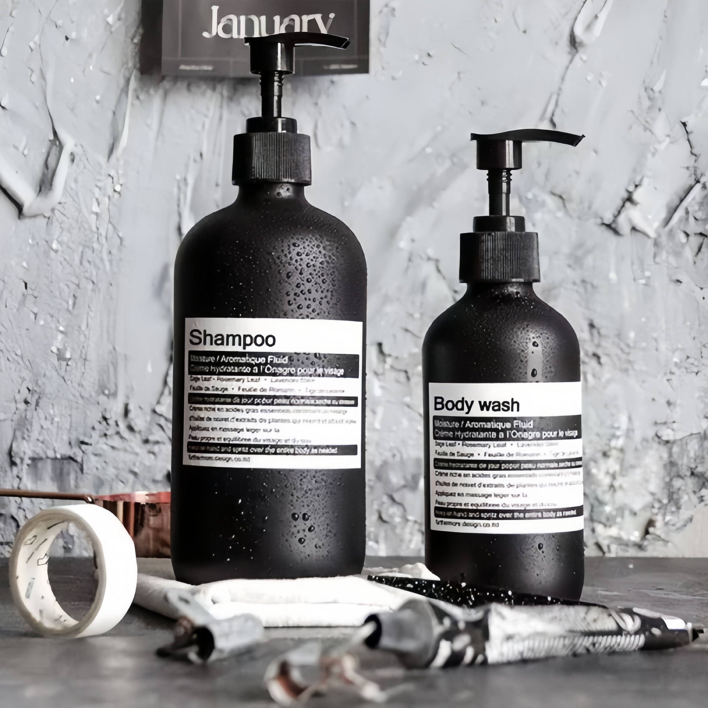 Matt Black Glass Lotion Pump Bottles 500ml